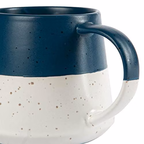 Nicola Spring Set of 4 Navy Dipped Flecked Stoneware Ceramic Coffee Mugs, 370ml – 2