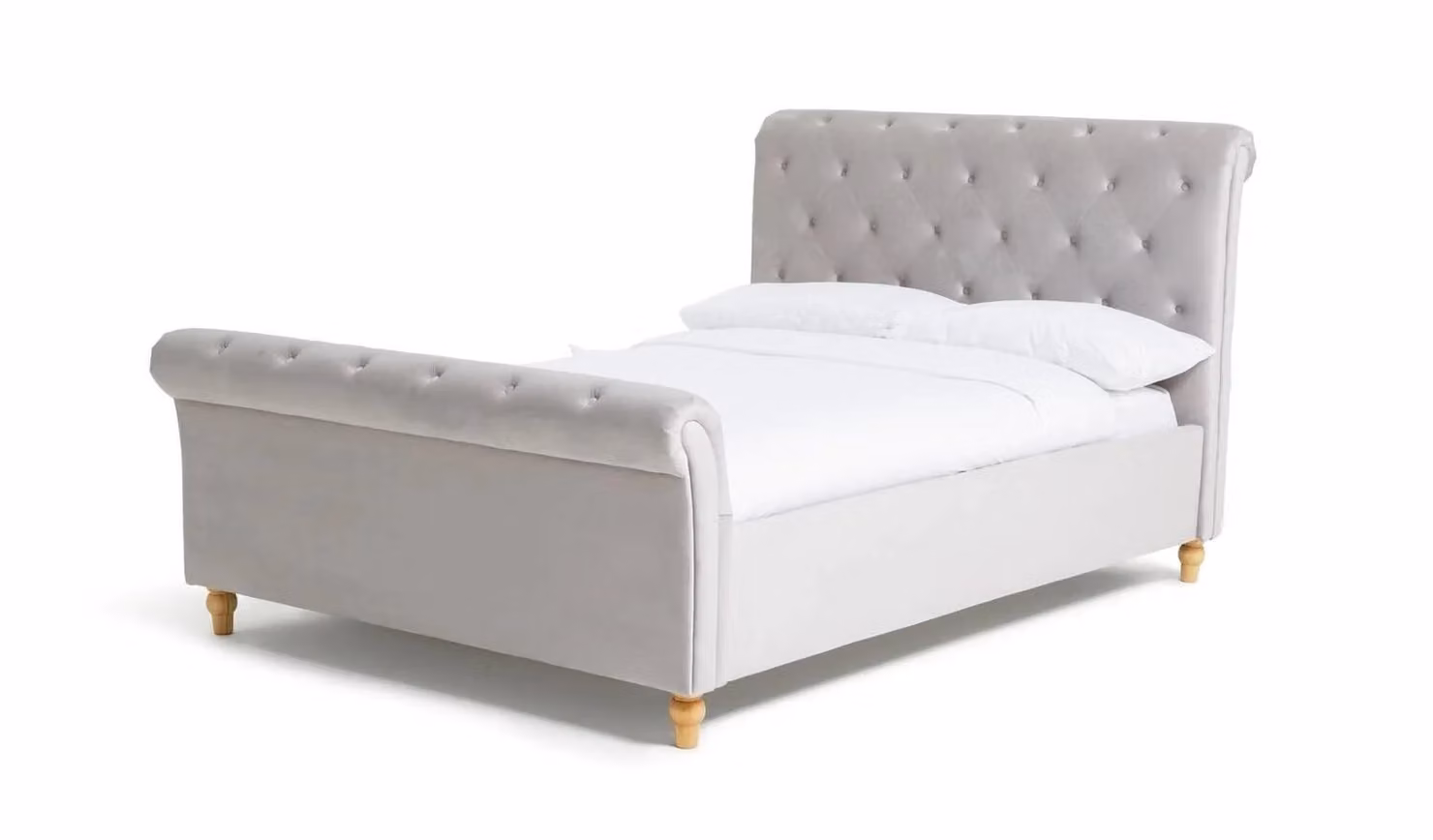 Harrogate Upholstered Velvet Bed Frame in Silver Grey, W/D/H: 180 x 200 x 118 cm