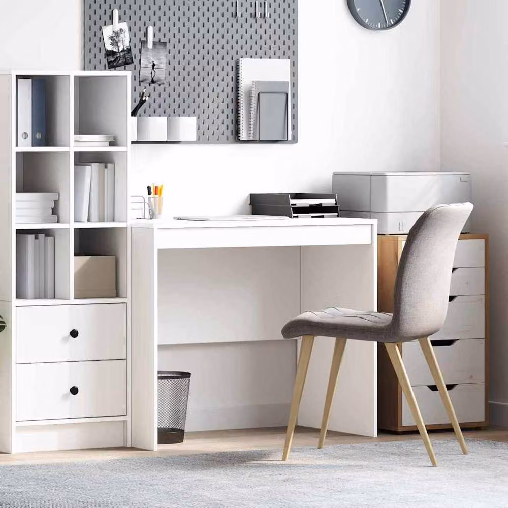 Berkfield Home White Computer Desk in Engineered Wood, W/D/H: 90 x 50 x 76 cm – 1