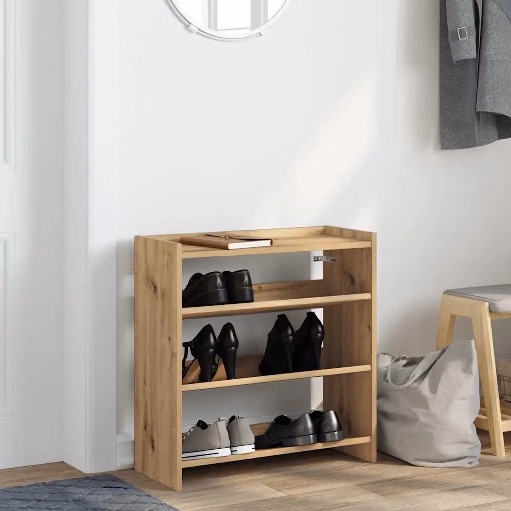 Berkfield Home Artisan Oak Shoe Rack in Brown, W/D/H: 60 x 25 x 62 cm – 2