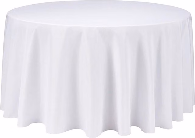 Neel Blue Round Spun Polyester Linen Tablecloth in Blue and White, Diameter: 228.6 cm