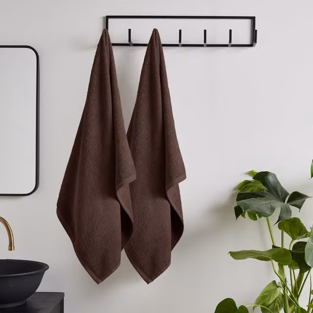 Catherine Lansfield Quick Dry Cotton Bath Sheet Pair in Chocolate Brown