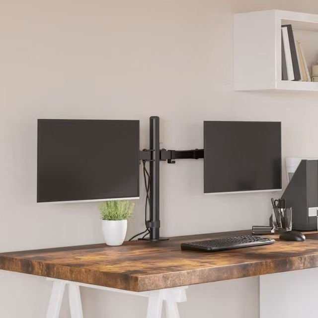 Berkfield Home Dual Monitor Stand in Black Steel with VESA 75/100 mm