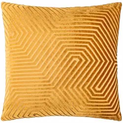 Paoletti Evoke Gold Velvet Square Cushion with Polyester Filling, W/D/H: 55 x 55 x 55 cm