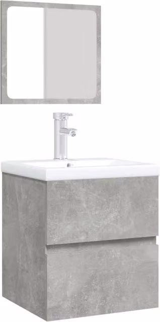 Berkfield Home Modern Bathroom Vanity Unit and Mirror Cabinet Set in Matt Concrete Grey