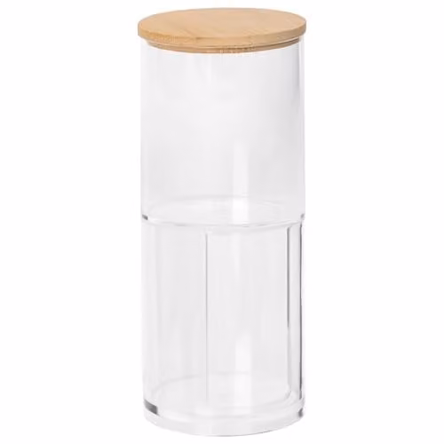 Harbour Housewares Stackable Plastic Bathroom Canister with Bamboo Lid in Transparent