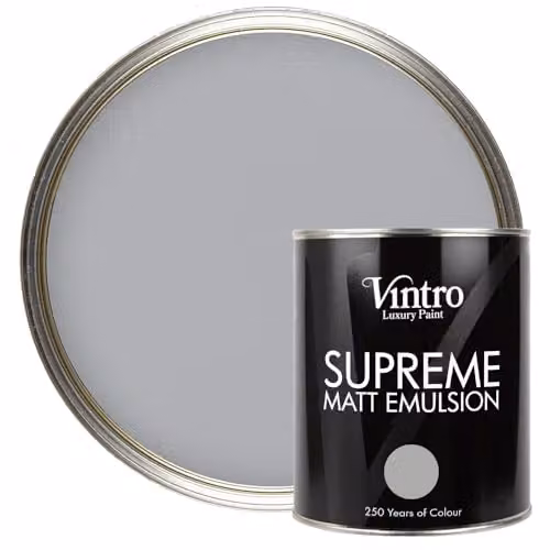 Vintro Luxury Matt Emulsion Multi Surface Paint in Mid Grey Lincoln Grey, 1L