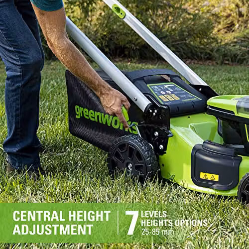 Greenworks Pro 60V 20 Inch Brushless Cordless Mower with 4Ah Battery and Charger, Green, Cutting Height: 25-85mm, 60 Litre Collection Bag – 3