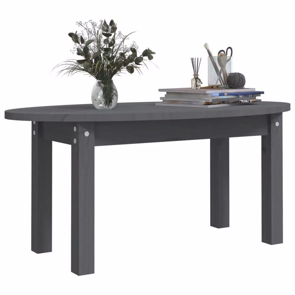 Berkfield Home Grey Rustic Solid Pine Coffee Table, W/D/H: 80 x 40 x 35 cm – 3