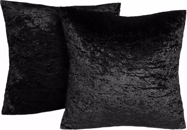 Sienna Home Collection Luxury Black Velvet Square Cushion Covers, Pack of 2