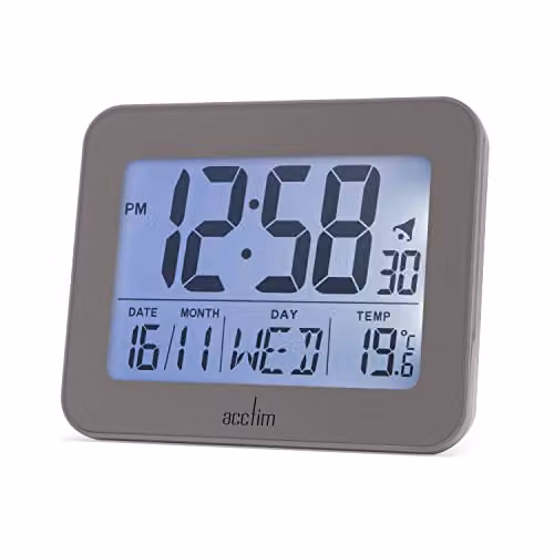 Acctim Otto Superbrite Digital Bedside Alarm Clock in London Sky Blue and Grey
