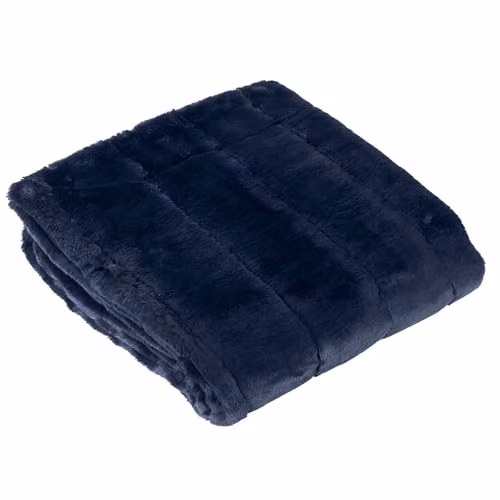 Paoletti Empress Faux Fur Throw in Navy, W: 140 cm x L: 200 cm – 1