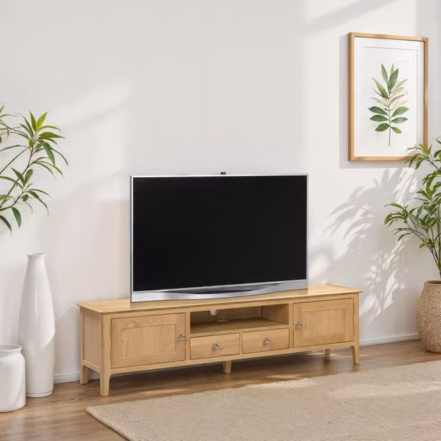 Julian Bowen Cotswold Oak 2 Door 2 Drawer TV Cabinet in Brown – 1
