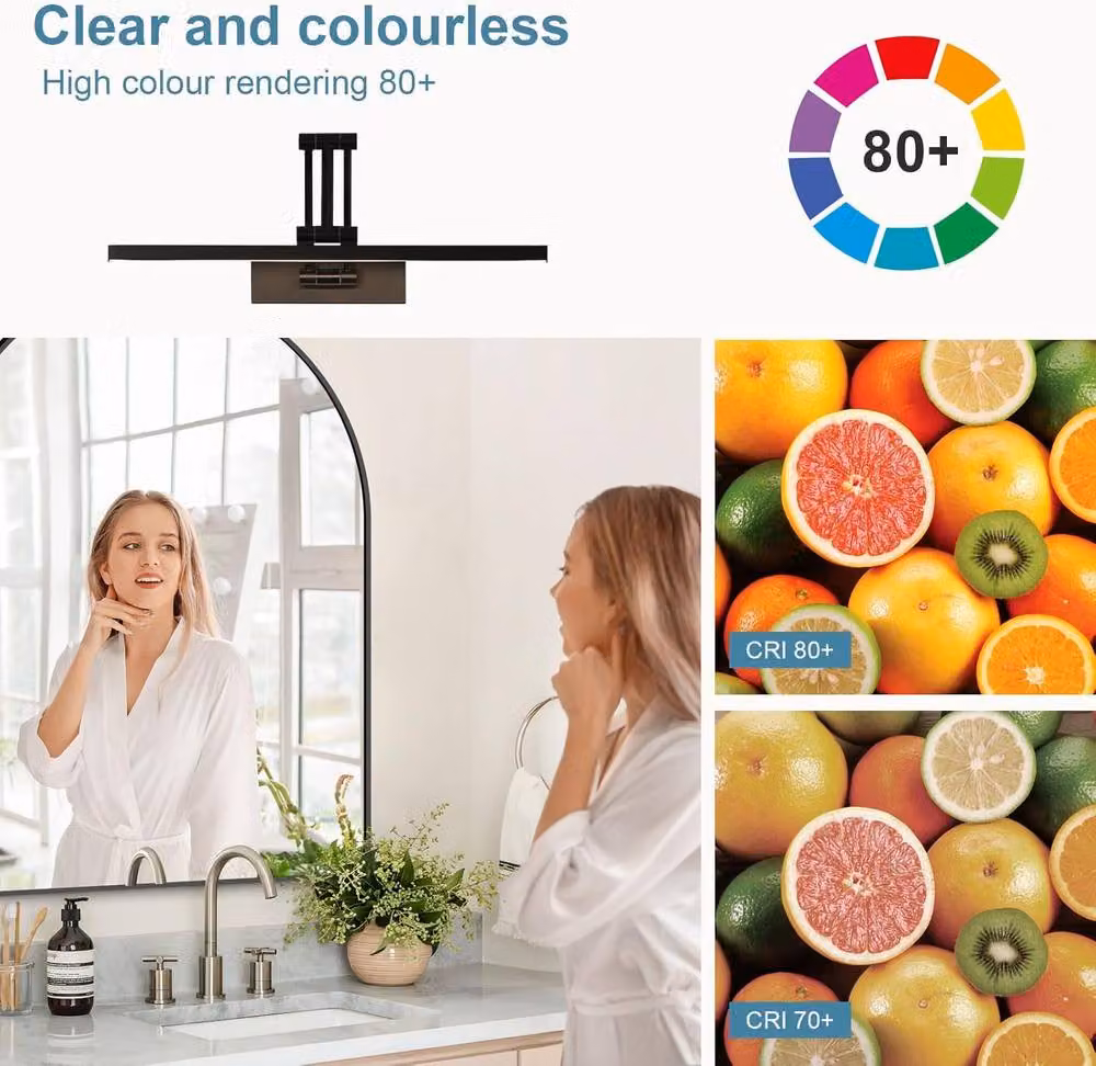 Goeco Modern Black LED Mirror Lamp with Adjustable Rotating Light, 4500K, 9W – 5