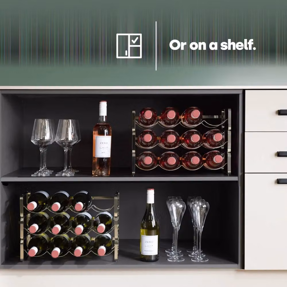 LIVIVO Elegant Stackable Metal Wine Shelf Rack, Set of 2, Gold and Silver – 5