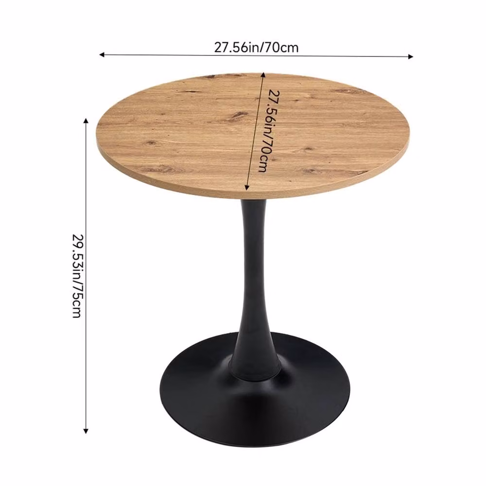FORGEVIO Industrial Round Wooden Dining Table with Metal Pedestal in Brown – 2