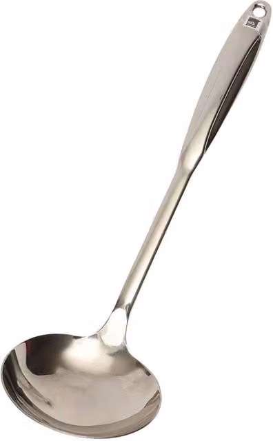 School of Wok Stainless Steel Round Ladle for Soup and Stew in Silver
