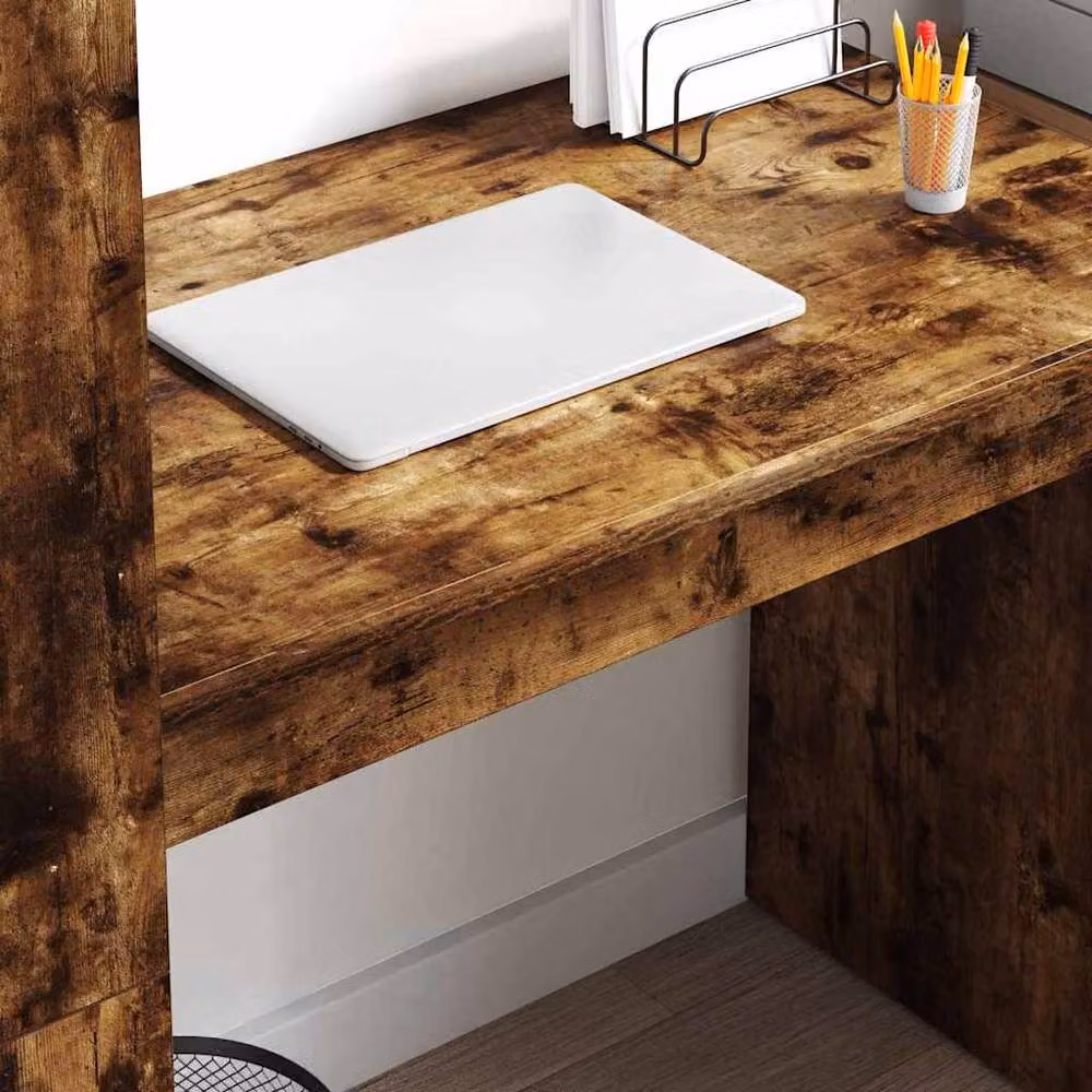 Berkfield Home Writing Desk with Storage in Smoked Oak Brown, W/D/H: 113 x 54 x 120 cm – 3