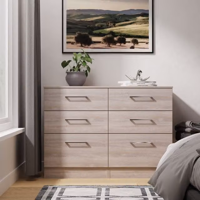 Ready Assembled 2 U Gloucester 6 Drawer Wide Chest in Light Grey – 1