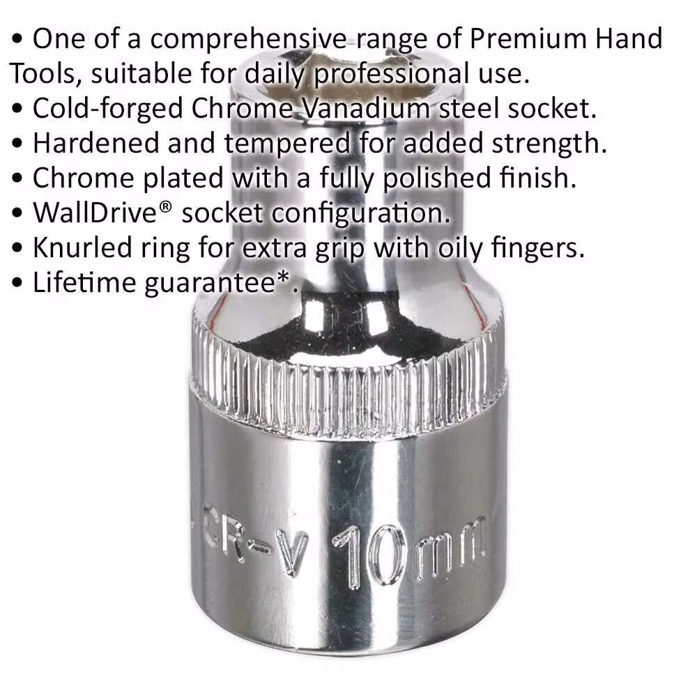 Loops 10mm Forged Steel Drive Socket 1/2 inch Square Drive in Silver Chrome Vanadium – 2