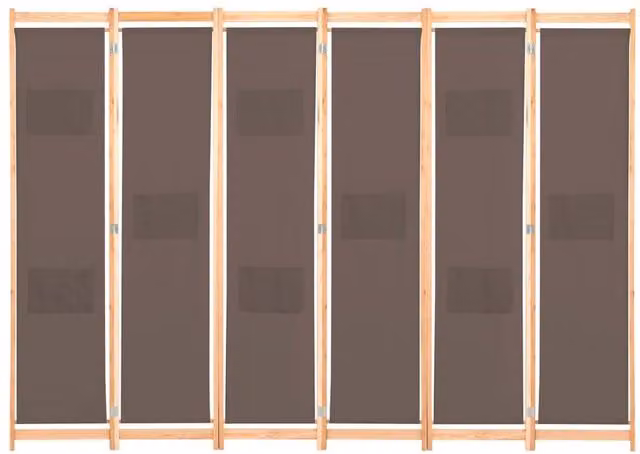 Berkfield Home 6-Panel Fabric Room Divider in Brown, W/H/D: 240 x 170 x 4 cm