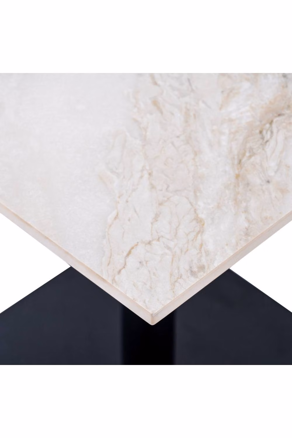 KDMD Romanby Large Square Stone Effect Dining Table in Beige and White – 2