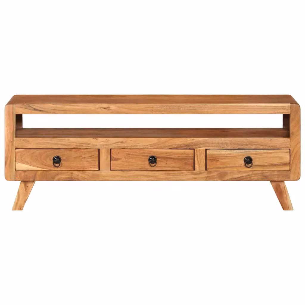 Berkfield Home Rustic Solid Acacia Wood TV Cabinet in Brown, W/D/H: 110 x 30 x 40 cm – 2