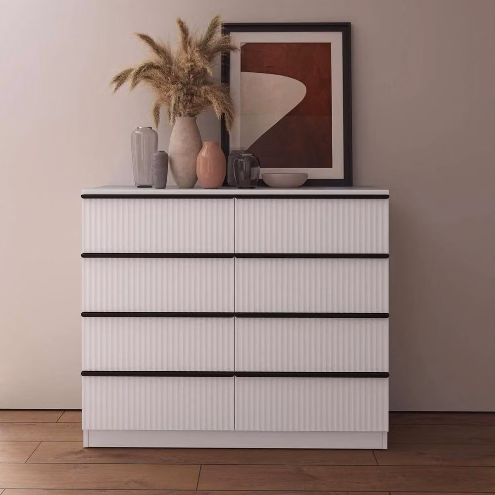 FORGEVIO White 8 Drawer Chest with Scratch Resistant Ripple Effect Finish – 2