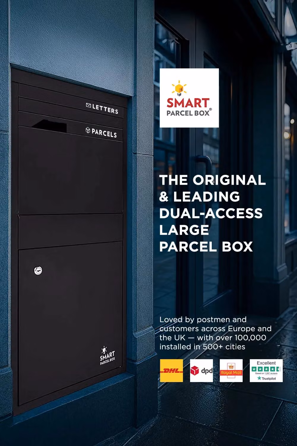 Homescapes Smart Parcel Box Large Front Access Secure Delivery Box in Black – 2