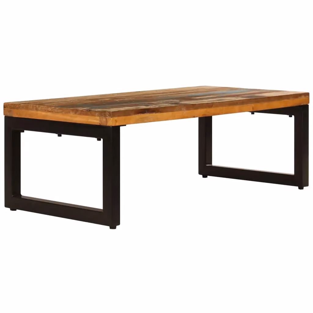 Berkfield Home Industrial Coffee Table in Brown, Solid Reclaimed Wood and Steel, W: 100 cm, D: 50 cm, H: 35 cm – 2