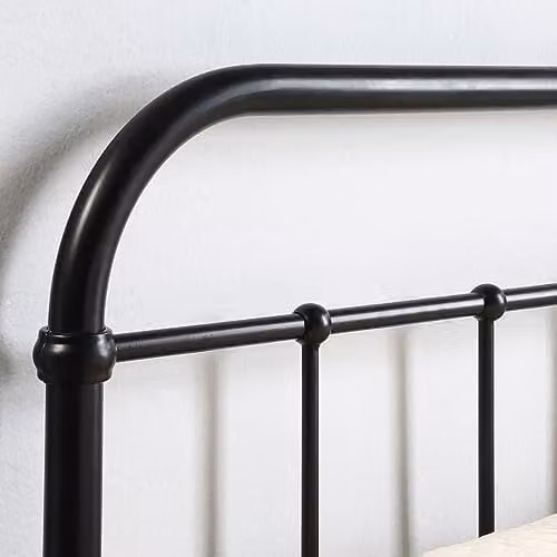 SlumberWorx Tewin Vintage Hospital Style Metal Bed Frame with 15cm Comfort Foam Mattress, Black, W/D/H: 140 x 200 x 146 cm – 3