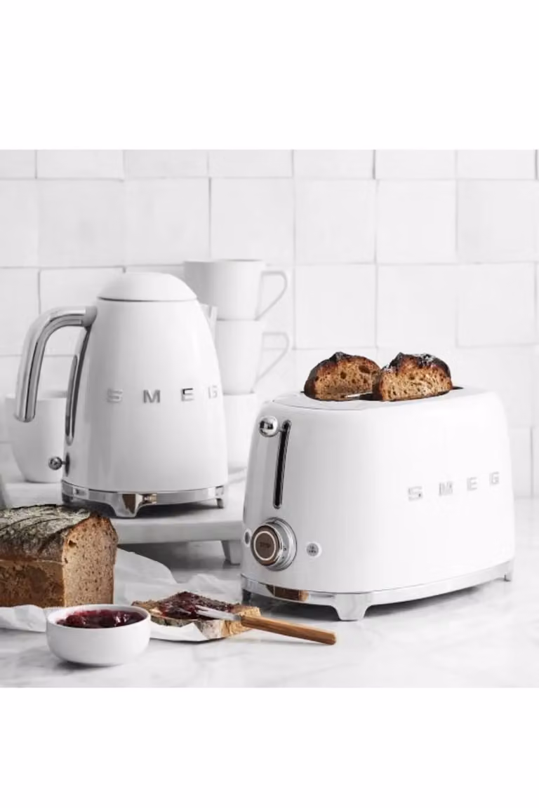 Smeg KLF03 and TSF01 Kettle and 2 Slice Toaster Set in White