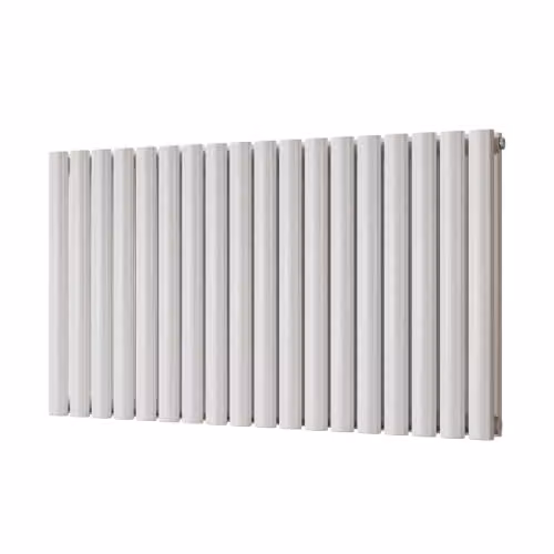 UK Radiators Omeara White Elliptical Tube Horizontal Designer Radiator, H: 60.0 cm, W: 104.4 cm