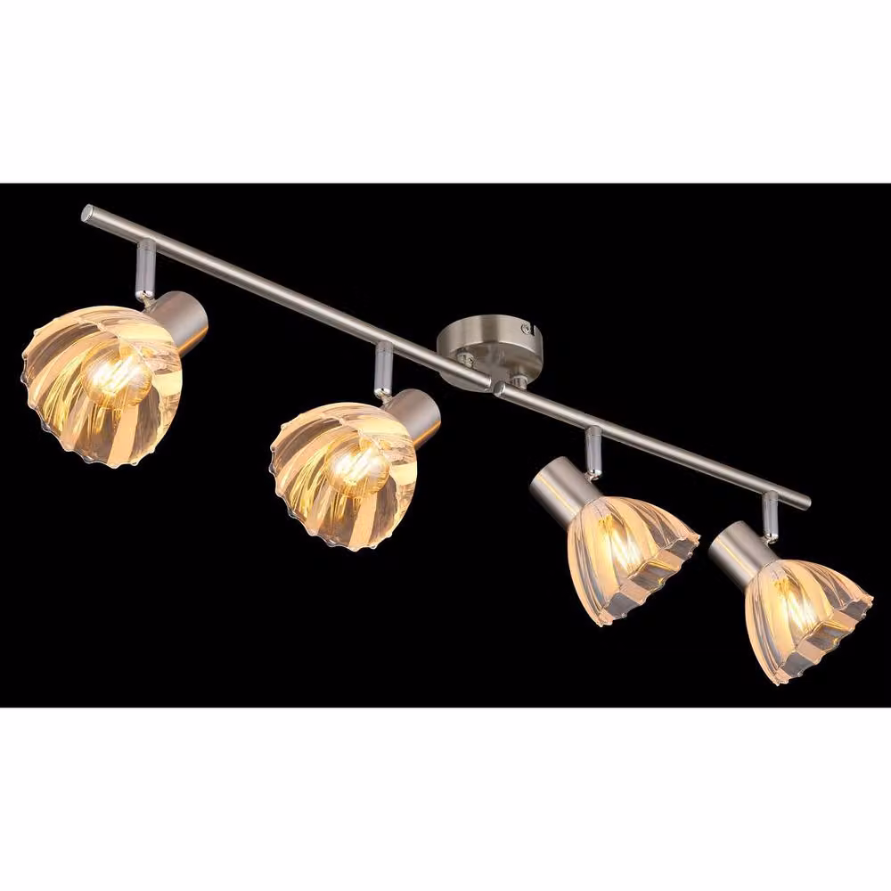 Netlighting Zachery Ceiling Spotlight Bar in Grey with Matt Nickel and Glass Shades, 4x E14 – 2