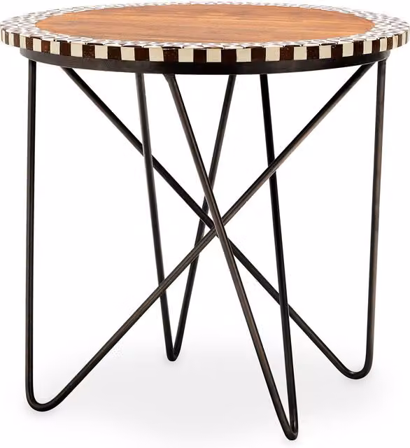 Orsina Modern Round Acacia Wood Side Table with X-Frame Base, W/D/H: 60 x 60 x 60 cm – 1