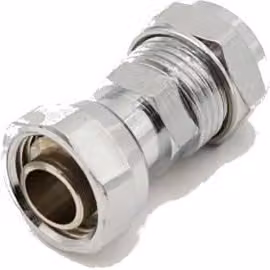 PrimaPlus Chrome Compression Straight Tap Connector 15mm x 1/2 inch, Grey (Pack of 10)