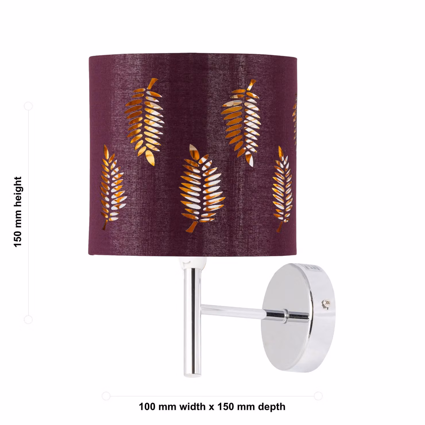 First Choice Lighting Brea Chrome Wall Light with Burgundy Fabric Shade – 3