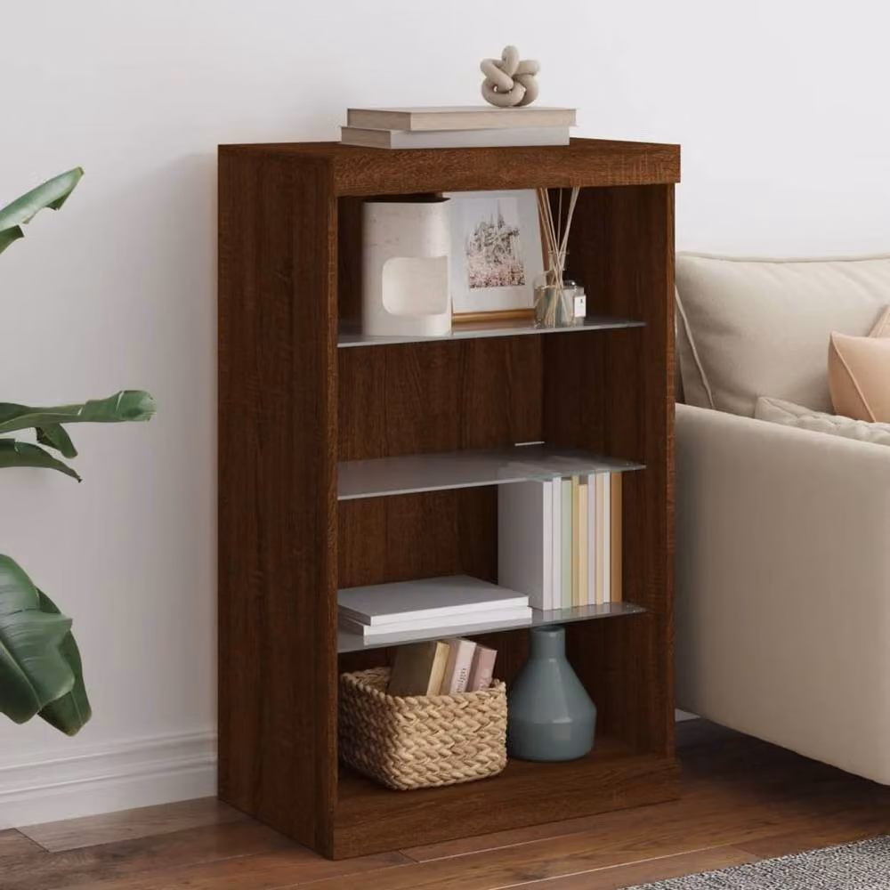 Berkfield Home Modern Sideboard with Integrated LED Lights in Brown Oak, W/D/H: 60.5 x 37 x 100 cm – 2
