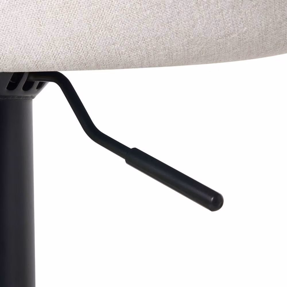 Wyld and Coco Set of 2 Adjustable Gas-Lift Bar Stools in Light Grey Fabric – 4