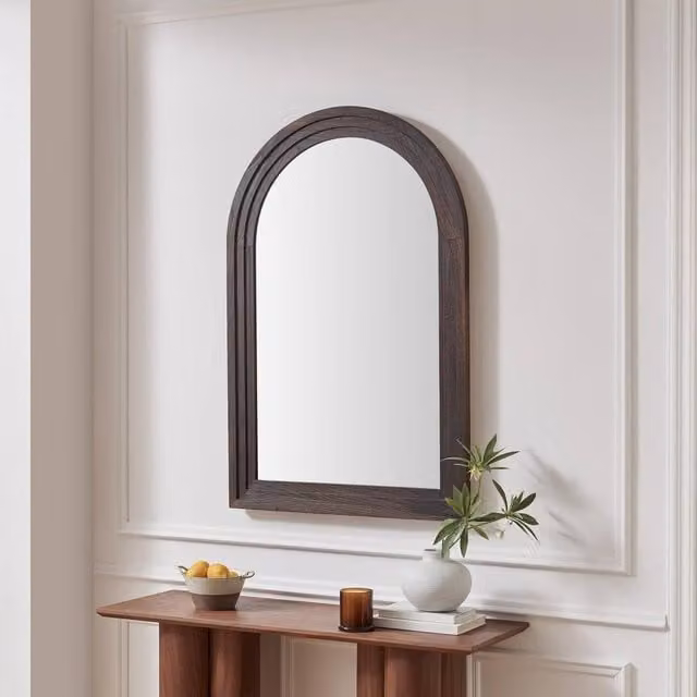 FurnitureboxUK Liora Arch Full Length Mirror in Brown Walnut Wood, W: 80 cm, H: 120 cm