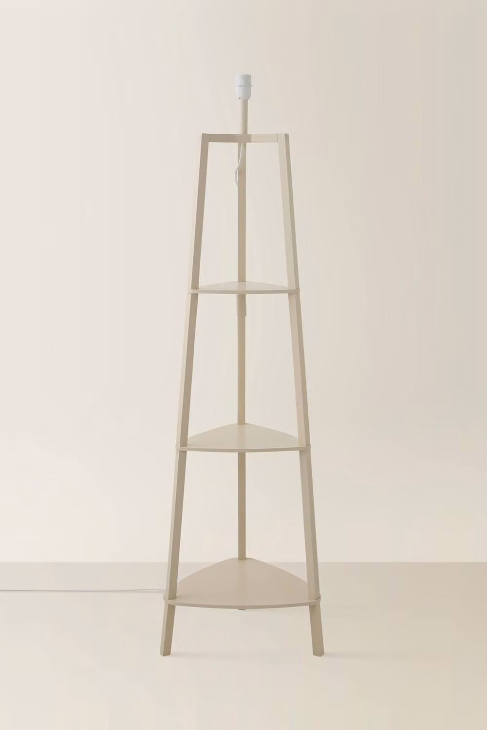 ValueLights Hiru 3 Tier Wooden Tripod Corner Floor Lamp Base in Beige – 2