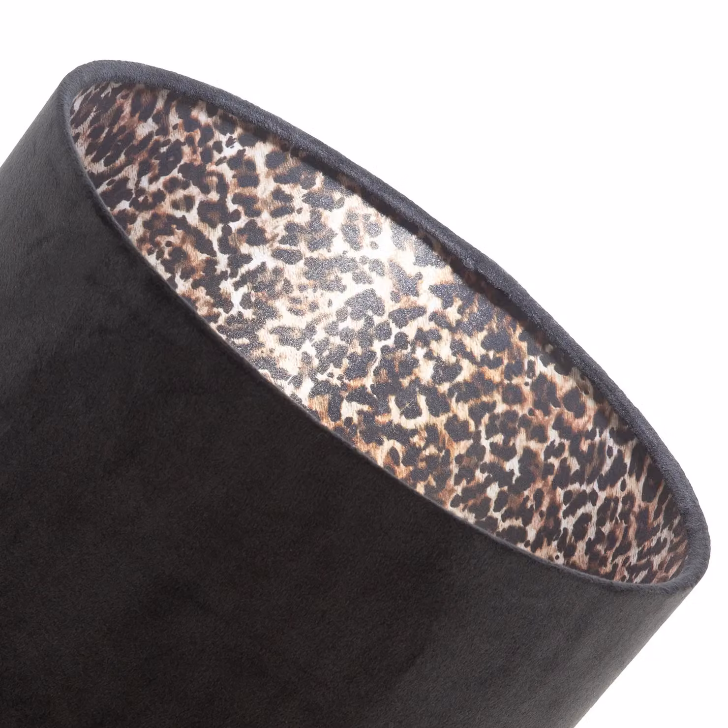 Happy Homewares Black Velvet Cylinder Lamp Shade with Leopard Print Satin Lining, Diameter: 30 cm, Height: 20 cm – 4