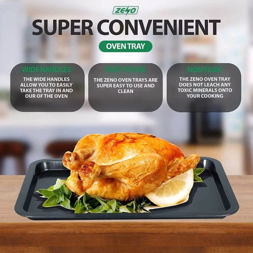 Nestlune 3 Piece Non Stick Rectangular Baking and Roasting Pan Set in Black, W/D/H: 100 x 60 x 6 cm – 2