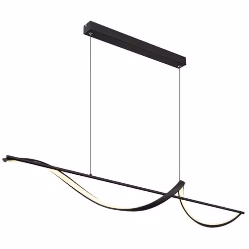 Globo Lighting Modern LED Hanging Pendant Lamp in Black, Height Adjustable, W/D/H: 120 x 20 x 150 cm