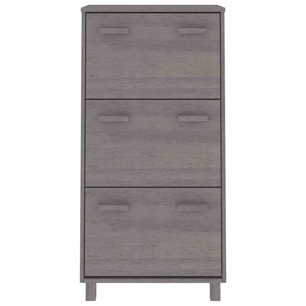 Berkfield Home HAMAR Shoe Cabinet in Light Grey Solid Pine Wood, W/D/H: 59.5 x 35 x 117 cm – 3
