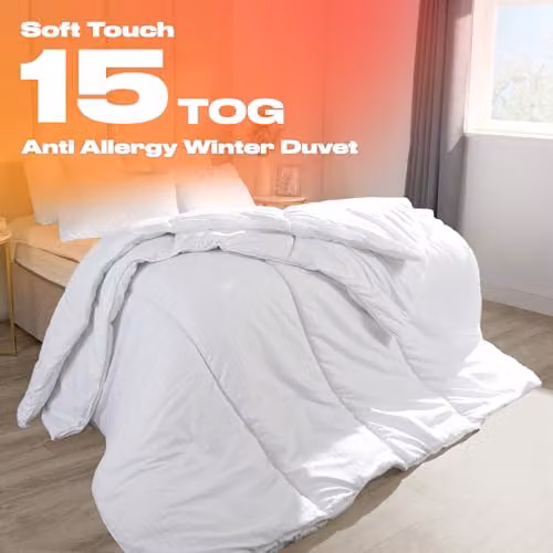 Brentfords 15 Tog Double Winter Duvet in White, Breathable Hollow Fibre Allergy Friendly Quilt, W/D/H: 200 x 200 cm – 2