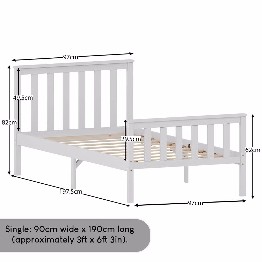 HD Designs Milan Double Solid Pine Wooden Bed Frame in White – 2