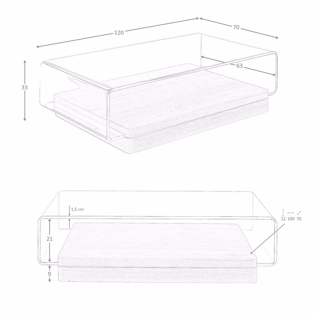 Angel Cerda Rectangular Tempered Glass Coffee Table in Walnut and Brown, W: 70.0 cm, D: 70.0 cm, H: 33.0 cm – 5
