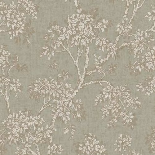 Holden Decor Hawthorn Trailing Tree Textured Blown Vinyl Wallpaper in Sage Green, Cream and Beige with Light Reflective Finish