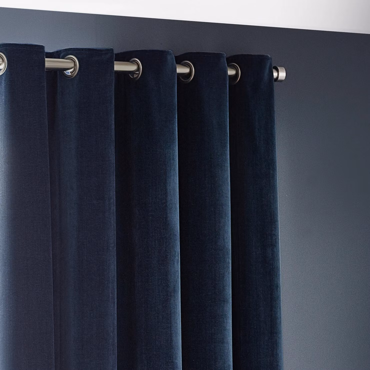 Terrys Navy Blue Heavy Chenille Velvet Room Darkening Eyelet Curtains, Width: 168 cm, Drop: 183 cm – 3